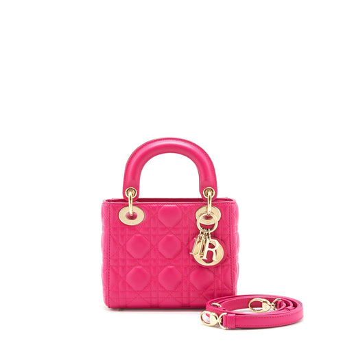 Dior mini lady Dior bag lambskin pink GHW