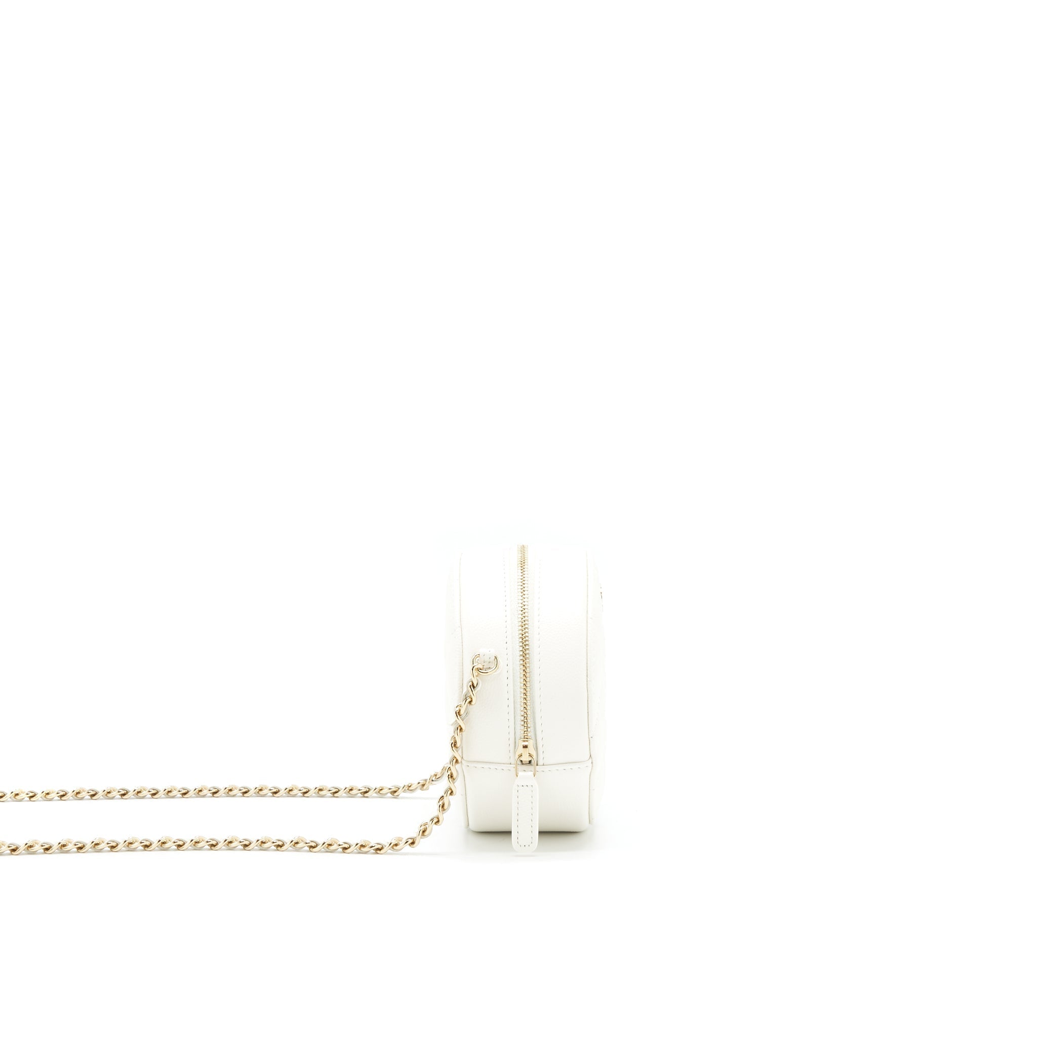 Chanel Round mini Bag Caviar white LGHW