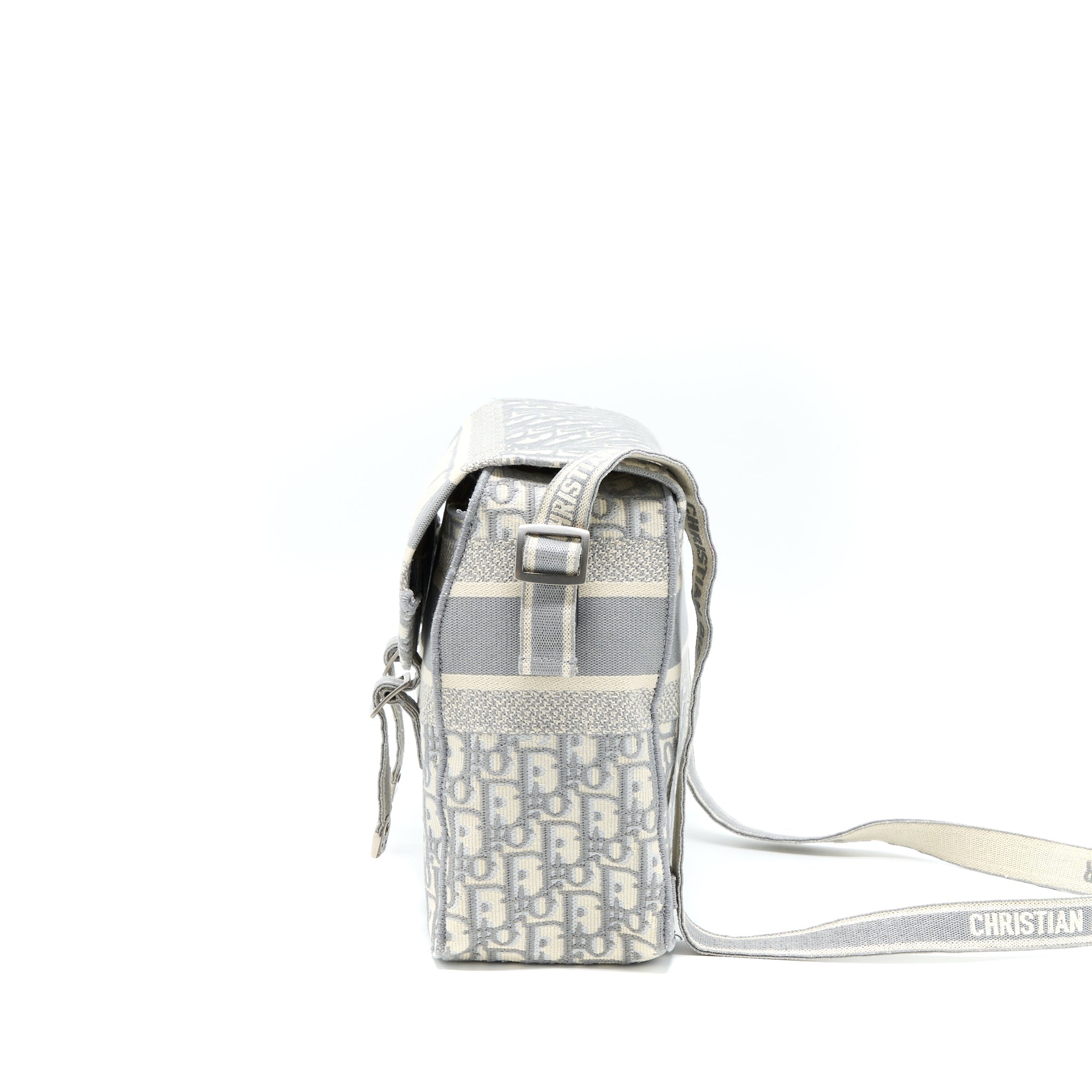 Dior Diorcamp Messenger Bag Oblique Embroidery Light Grey SHW