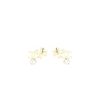 Chanel 22S CC Logo And Clover Earrings Light Gold Tone
