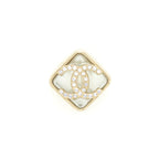 Chanel 22S Quilted CC Logo Earring Light Gold Tone