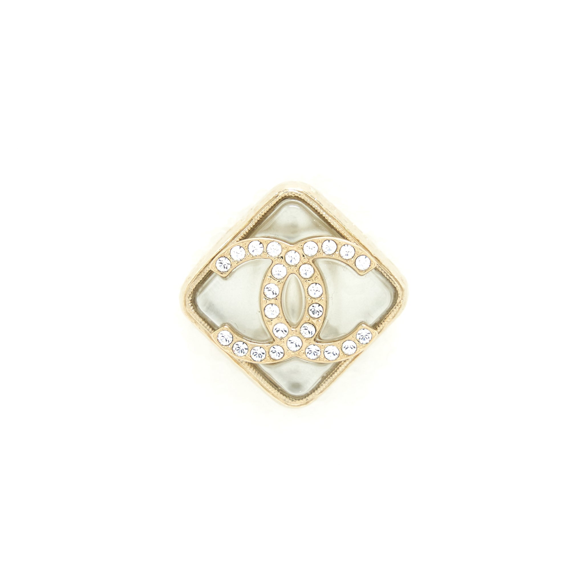 Chanel 22S Quilted CC Logo Earring Light Gold Tone