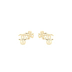 Chanel 22S CC Logo And Clover Earrings Light Gold Tone