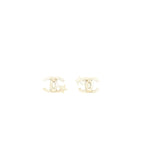Chanel CC Logo And Star Earrings Silver Tone