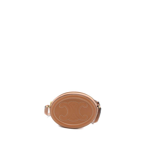 Celine Crossbody Oval Purse Cuirass Triomphe Smooth Calfskin Tan