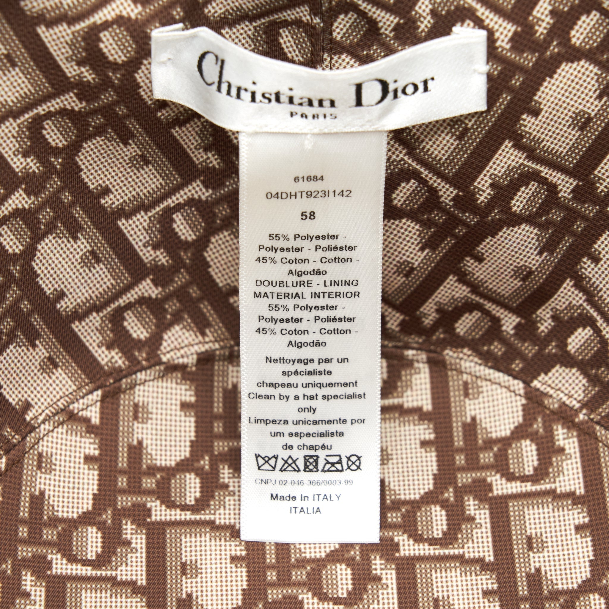 Dior Size 58 Reversible Bucket Hat