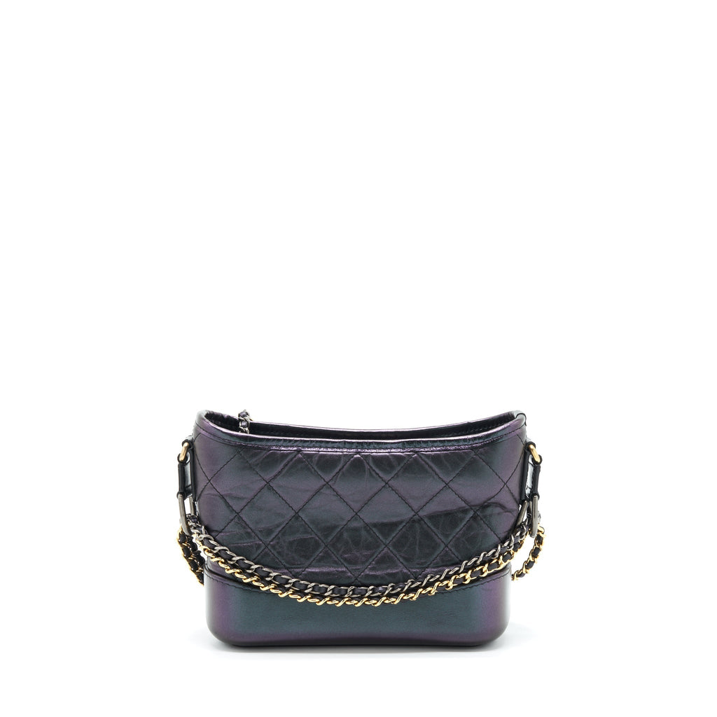 Chanel Small Gabrielle Hobo Bag Lambskin Iridescent Purple Multicolour Hardware