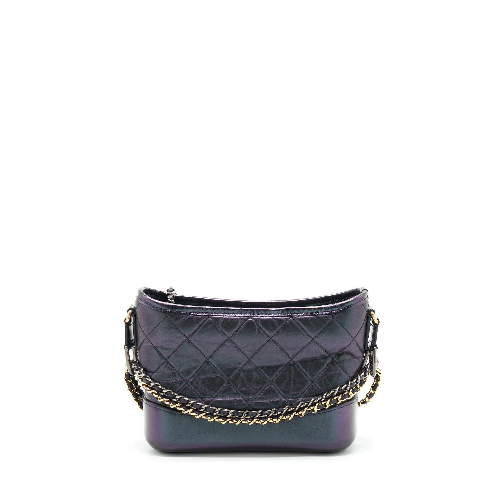 Chanel Small Gabrielle Hobo Bag Lambskin Iridescent Purple Multicolour Hardware