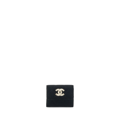 Chanel Small Flap Wallet Velvet Black LGHW