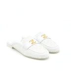 Chanel Size 38 CC Logo Sequins Lambskin Mule White GHW