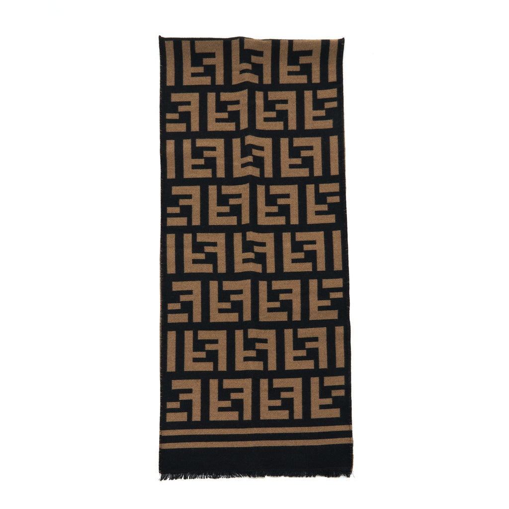 Fendi Wool And Silk Scarf 180x35cm Black/Brown