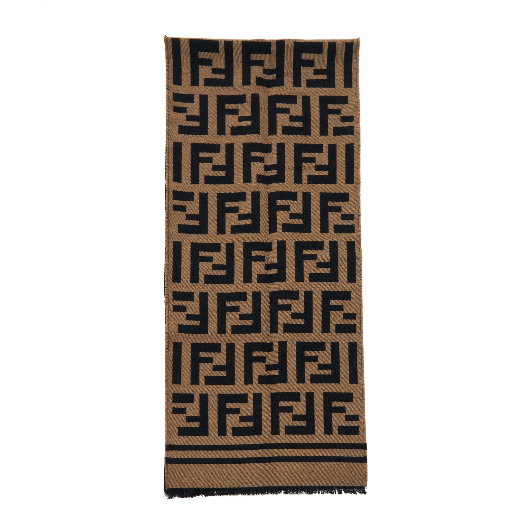Fendi Wool And Silk Scarf 180x35cm Black/Brown