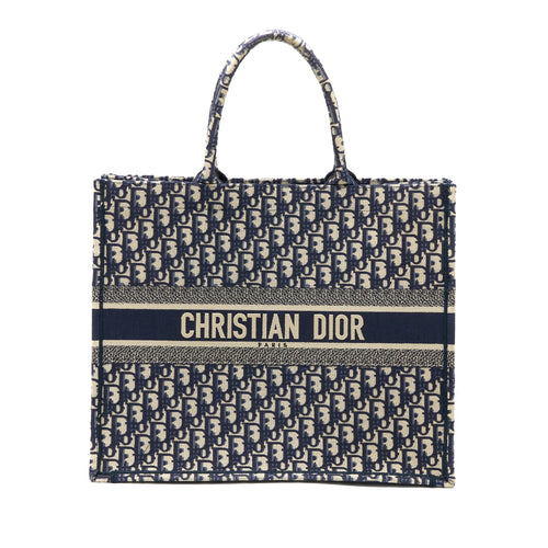 Dior Large Book Tote Blue Blue Oblique Jacquard