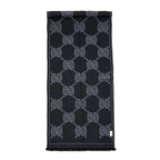 Gucci GG Printed 100% Wool Scarf Grey 45x195cm