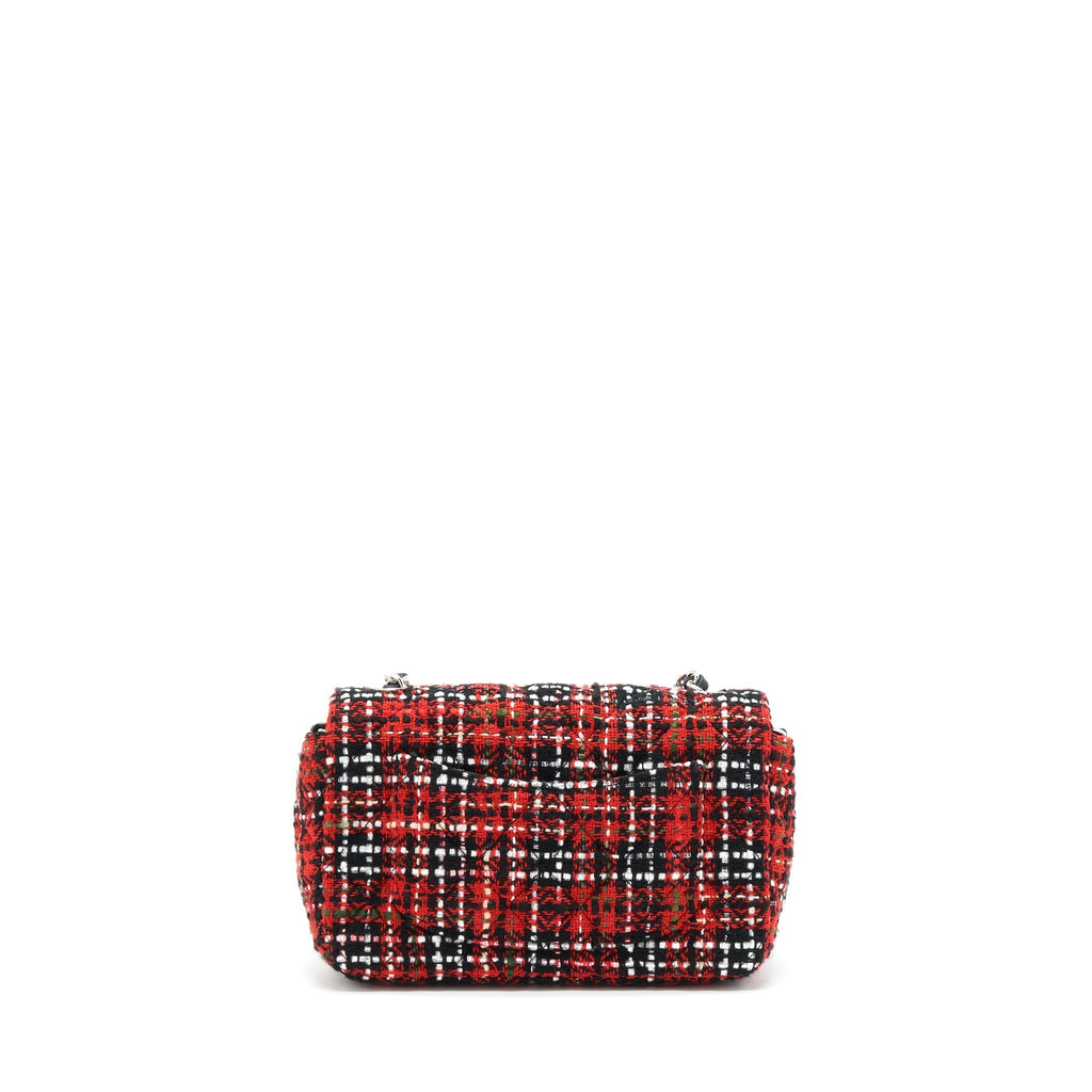 Chanel Mini Rectangular Flap Bag Tweed Red/ Black SHW
