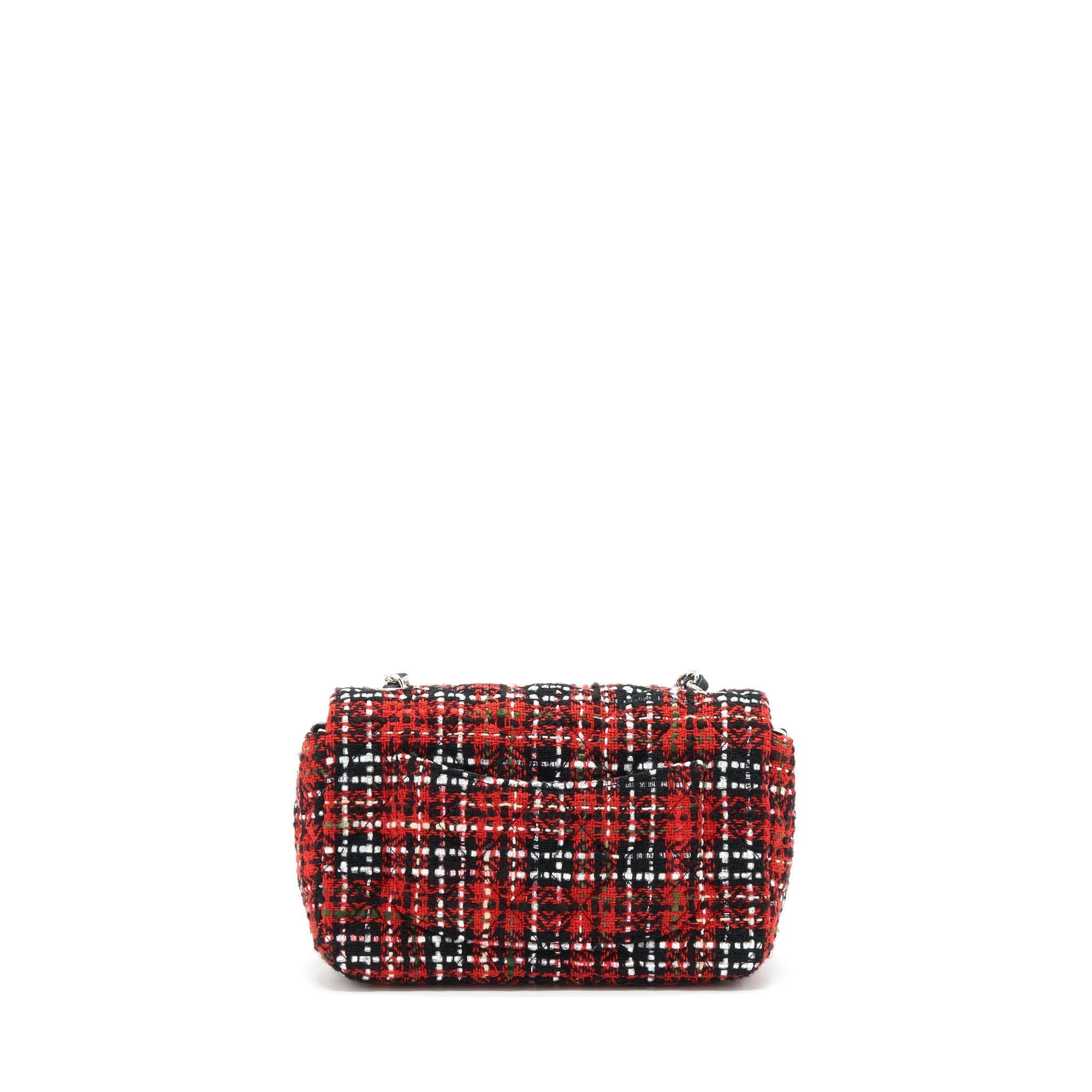 Chanel Mini Rectangular Flap Bag Tweed Red/ Black SHW