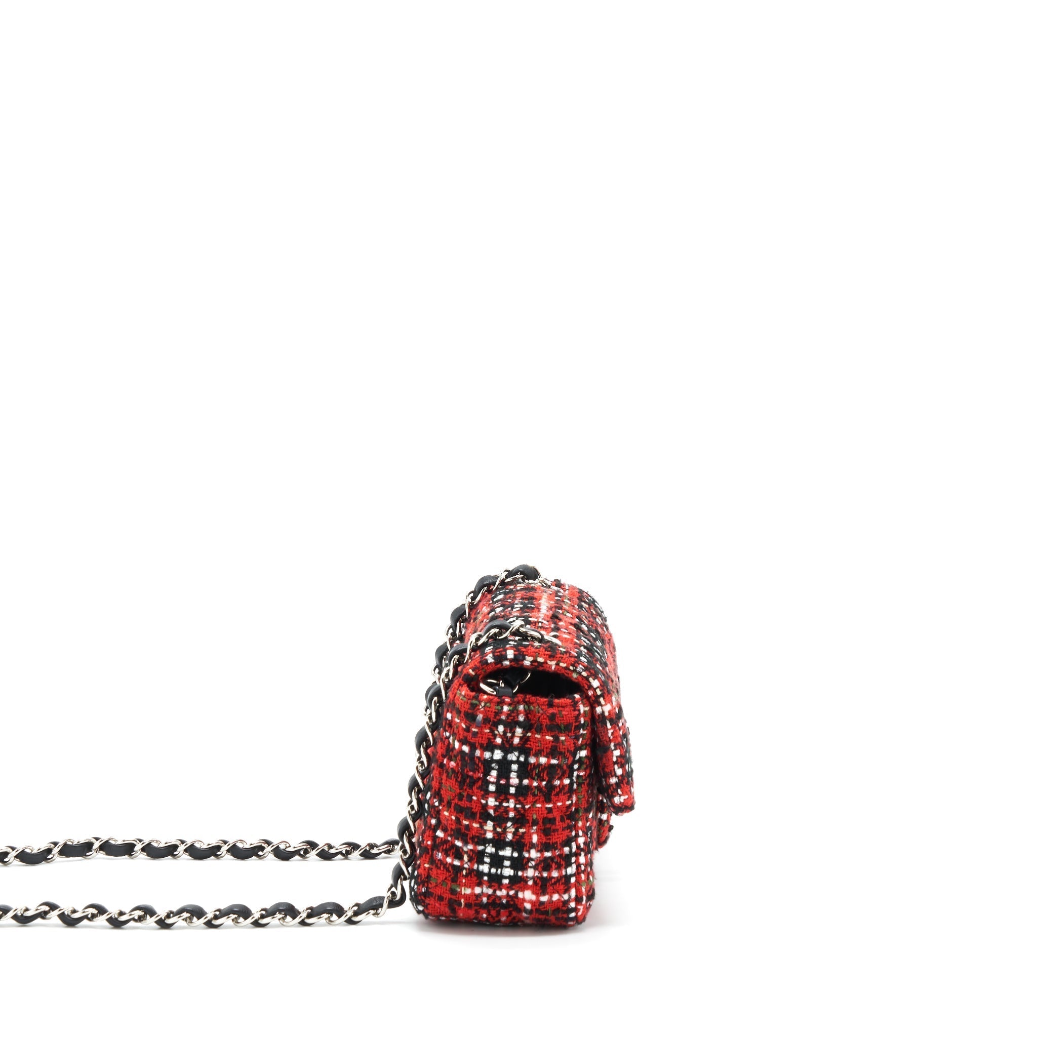 Chanel Mini Rectangular Flap Bag Tweed Red/ Black SHW