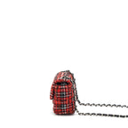 Chanel Mini Rectangular Flap Bag Tweed Red/ Black SHW