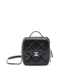 Chanel Quilted Vertical Top Handle Bag Calfskin Black SHW