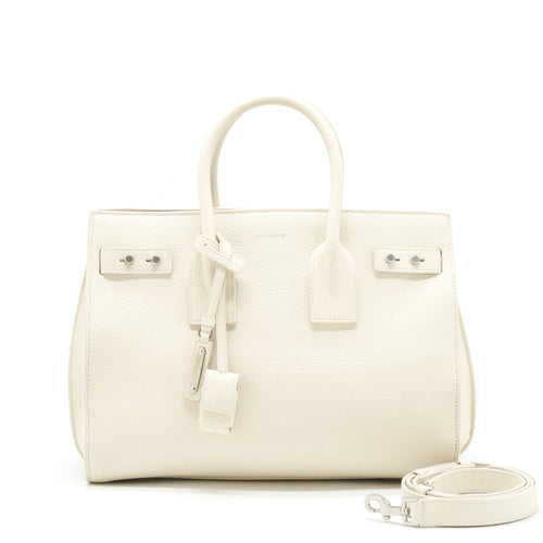 Saint Laurent (YSL) Sac De Jour Tote Bag Calfskin White SHW