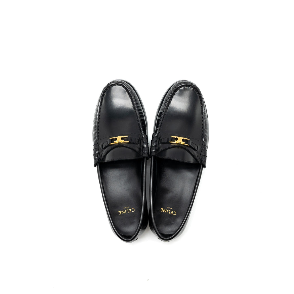 Celine Size 37 Luco Triomphe Loafer Calfskin Black