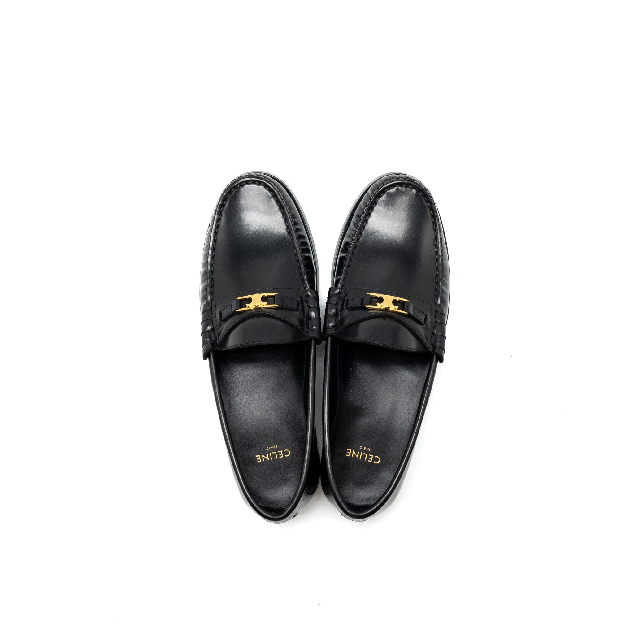 Celine Size 37 Luco Triomphe Loafer Calfskin Black