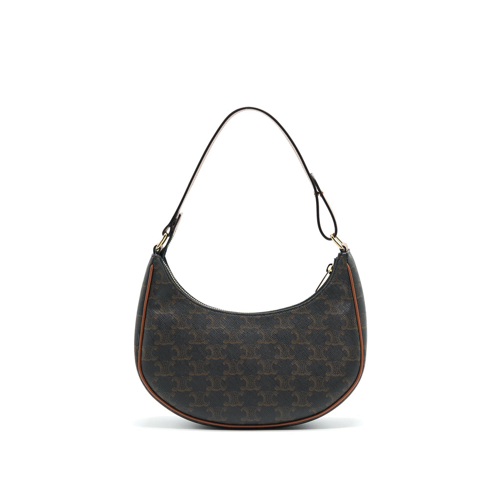 CELINE AVA BAG IN TRIOMPHE CANVAS AND CALFSKIN TAN