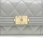 Chanel Boy Flap card holder Caviar light Grey LGHW