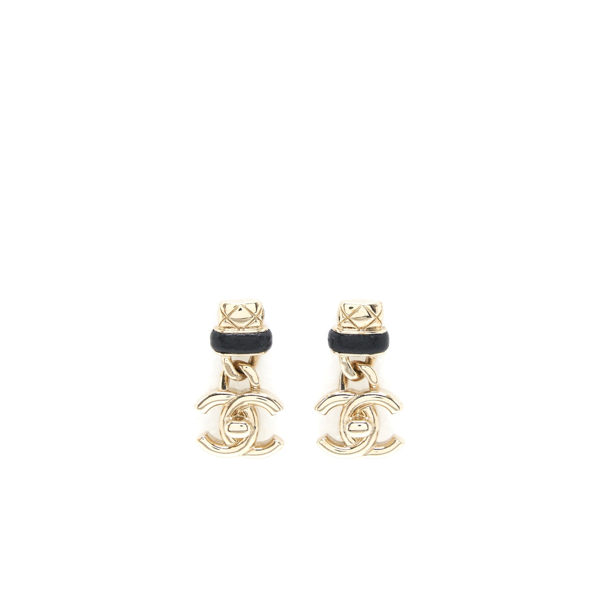 Chanel CC Logo Drop Earrings GHW
