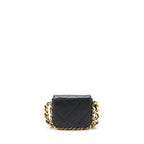 Chanel Mini Flap Giant Chain Crossbody Bag Lambskin Black Brushed GHW