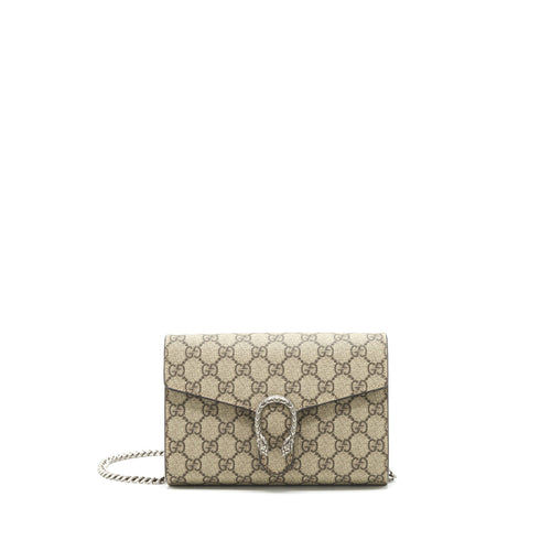 Gucci Dionysus Chain Wallet Beige GG Supreme Canvas And Leather SHW