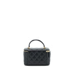 Chanel Top Handle Long Vanity With Chain Lambskin Black LGHW