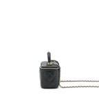 Chanel Top Handle Long Vanity With Chain Lambskin Black LGHW