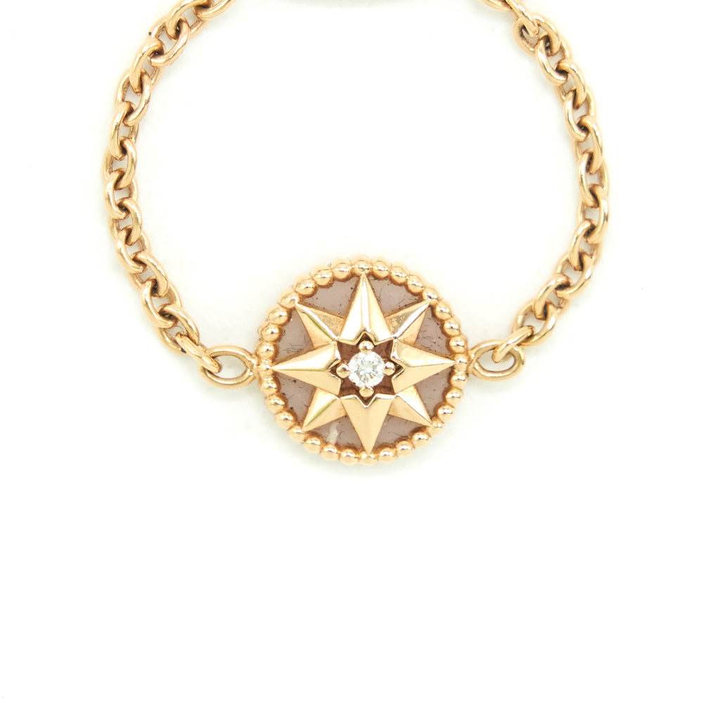 Dior size 50 Rose Des Vents Ring XS, Rose Gold, Dimond and Pink Opal