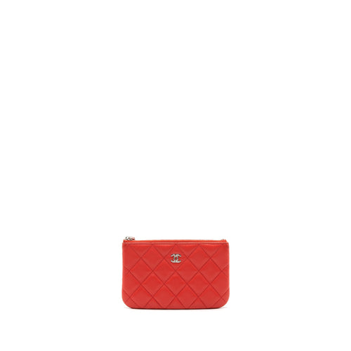 Chanel Small O-Case Pouch Lambskin Red SHW