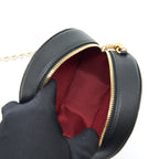 Chanel Pearl Round Clutch With Chain Calfskin Black GHW