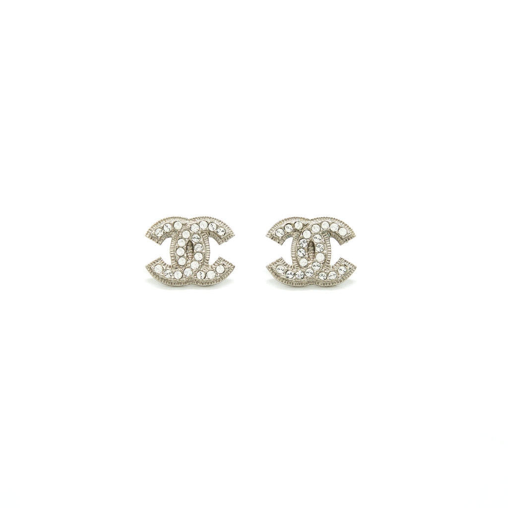 Chanel CC Logo Crystal Earrings