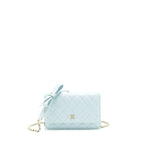 Chanel Ribbon Wallet on chain lambskin light blue LGHW