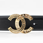 Chanel Size 80 Detailed CC Belt Leather/Crystal LGHW