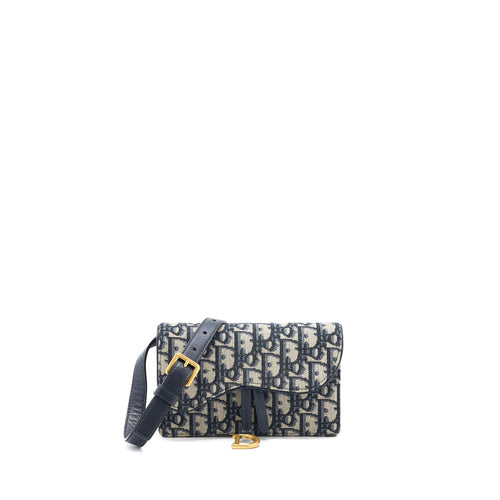 Dior Saddle Belt Pouch Blue Oblique Jacquard GHW