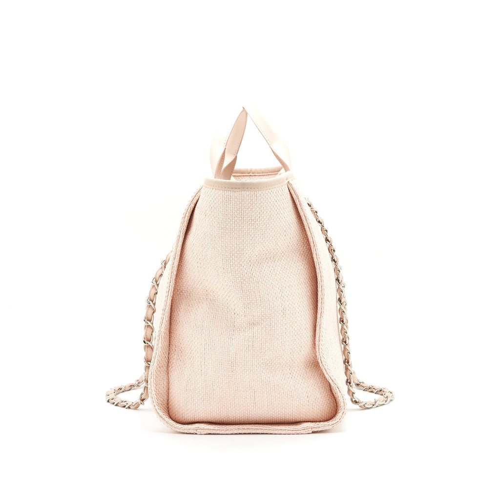 CHANEL DEAUVILLE MM TOTE BAG CANVAS PINK SHW