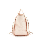 CHANEL DEAUVILLE MM TOTE BAG CANVAS PINK SHW