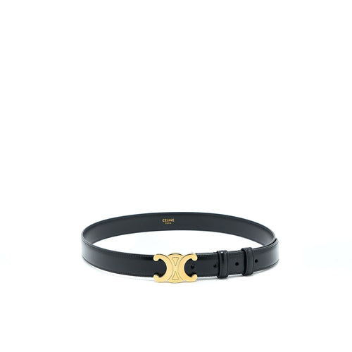 Celine Size 75 Medium Triomphe Belt in Smooth Calfskin Black
