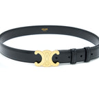 Celine Size 75 Medium Triomphe Belt in Smooth Calfskin Black