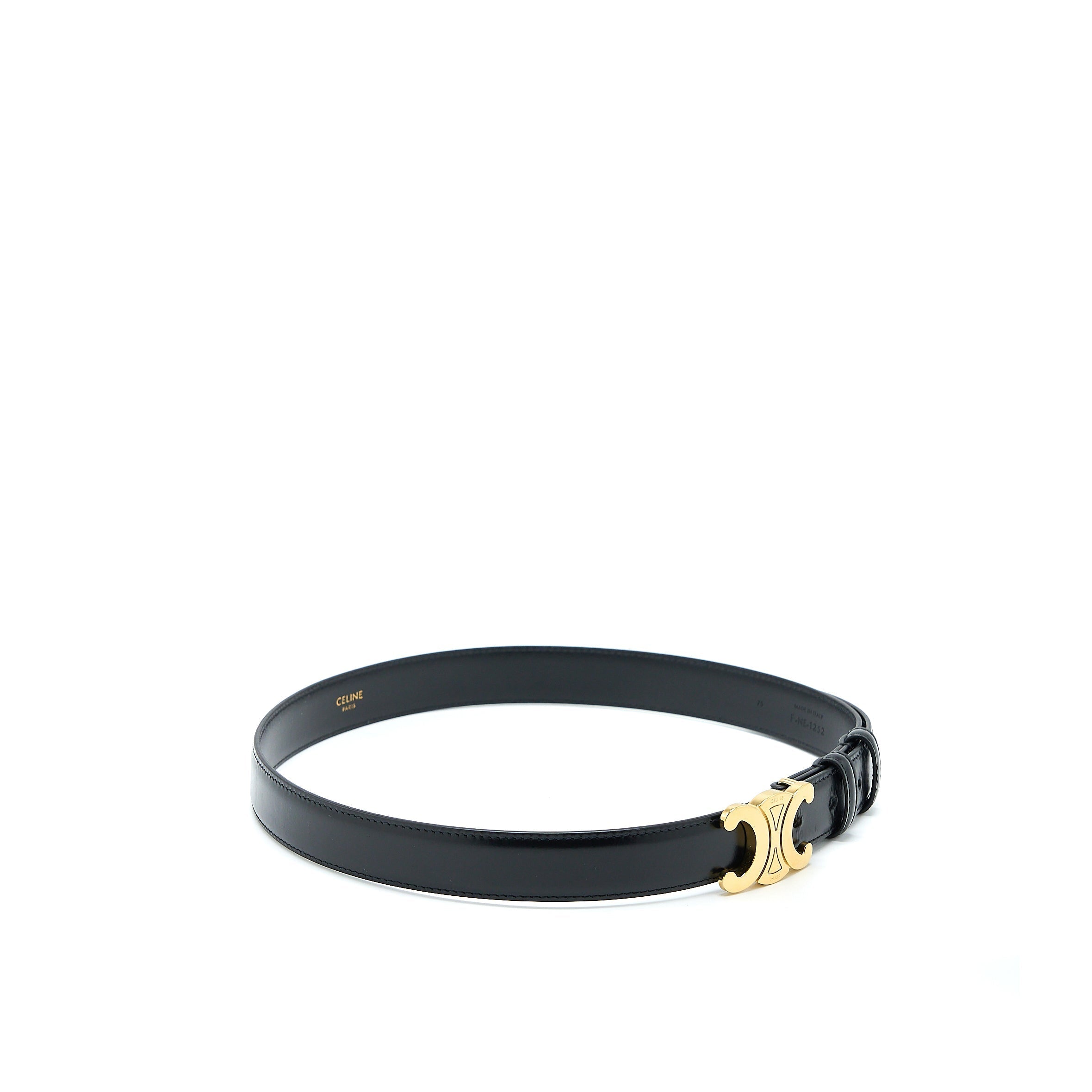 Celine Size 75 Medium Triomphe Belt in Smooth Calfskin Black