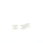 Chanel CC Logo Earring With Crystal Sliver Tone