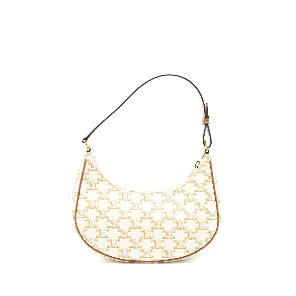 Celine Ava Bag In Triomphe Canvas And Calfskin White