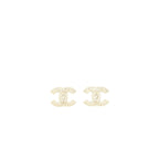 Chanel CC Logo Crystal Earring Light Gold Tone