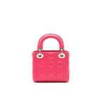 CHRISTIAN DIOR MINI LADY DIOR LAMBSKIN HOT PINK with SHW
