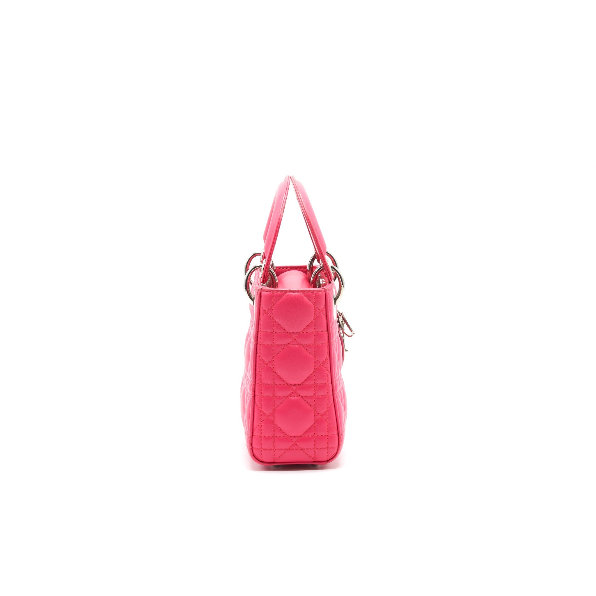 CHRISTIAN DIOR MINI LADY DIOR LAMBSKIN HOT PINK with SHW